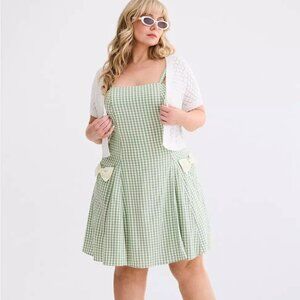 Retro Chic by Torrid Green White Gingham Fit and Flare Dress Size 18